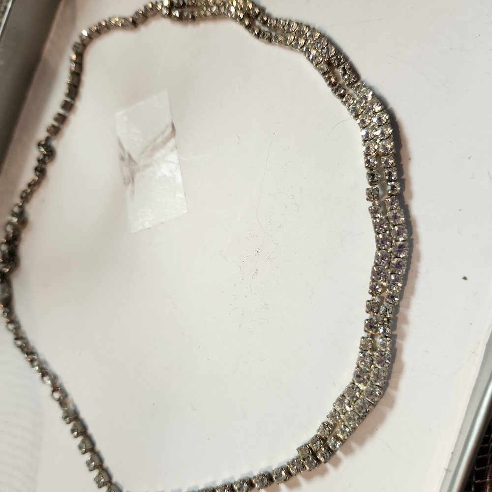 Source Unknown Silver Crystal Tennis Necklace
